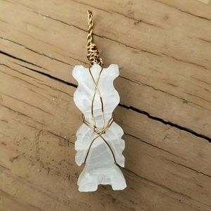 Brass Wire Wrapped Carved Onyx Owl